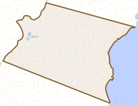 化石浜とその周辺の地図。町の範囲を重ねている