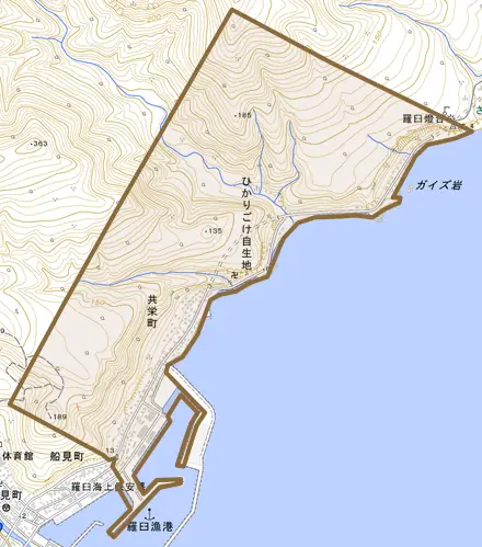 共栄町とその周辺の地図。町の範囲を重ねている