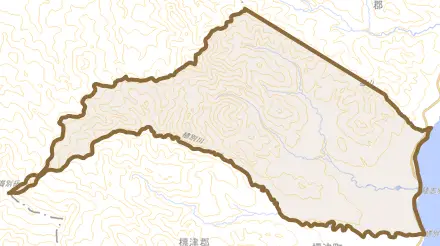 峯浜町とその周辺の地図。町の範囲を重ねている