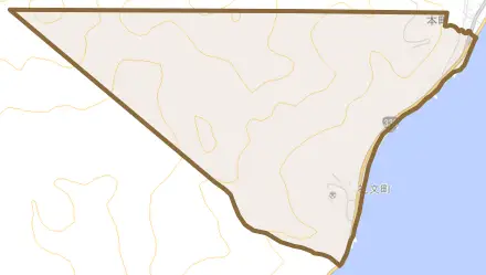 礼文町とその周辺の地図。町の範囲を重ねている