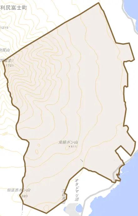 鬼脇とその周辺の地図。町の範囲を重ねている