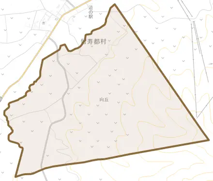 字向丘とその周辺の地図。町の範囲を重ねている