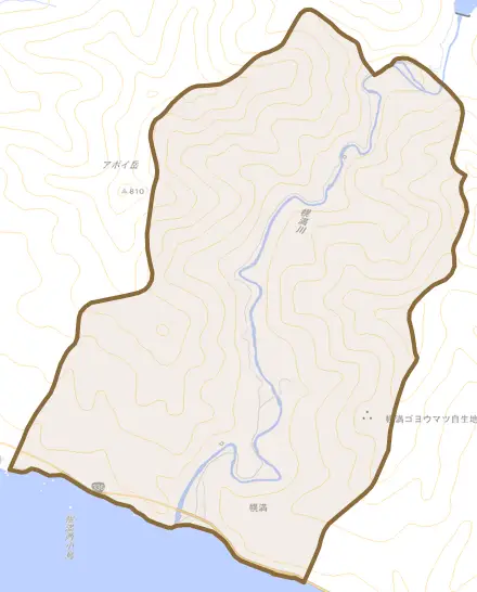 字幌満とその周辺の地図。町の範囲を重ねている