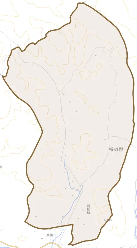字西様似とその周辺の地図。町の範囲を重ねている