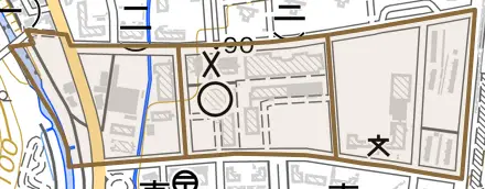 真駒内幸町とその周辺の地図。町の範囲を重ねている