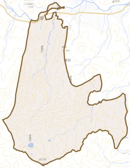 簾舞とその周辺の地図。町の範囲を重ねている