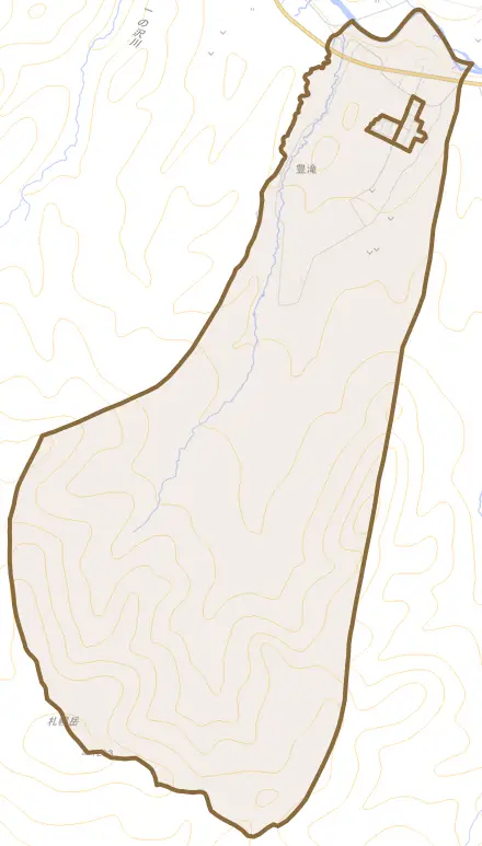 豊滝とその周辺の地図。町の範囲を重ねている