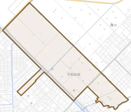 手稲前田とその周辺の地図。町の範囲を重ねている