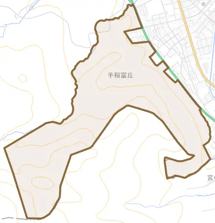 手稲富丘とその周辺の地図。町の範囲を重ねている