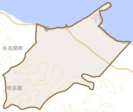 字幌岩とその周辺の地図。町の範囲を重ねている