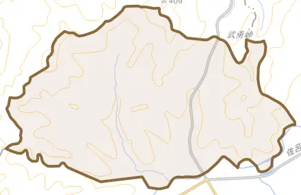 字川西とその周辺の地図。町の範囲を重ねている