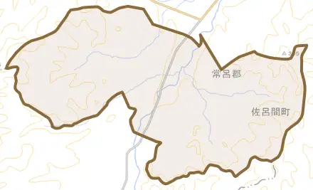 字共立とその周辺の地図。町の範囲を重ねている
