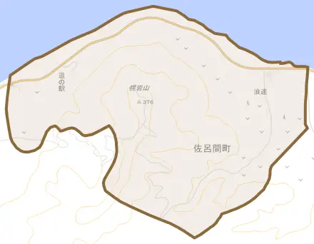 字浪速とその周辺の地図。町の範囲を重ねている
