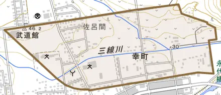 字幸町とその周辺の地図。町の範囲を重ねている