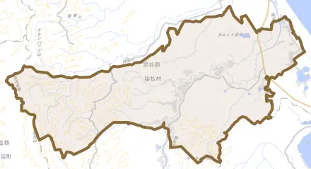 浅茅野とその周辺の地図。町の範囲を重ねている