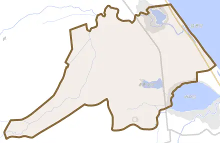 芦野とその周辺の地図。町の範囲を重ねている