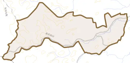 小石とその周辺の地図。町の範囲を重ねている