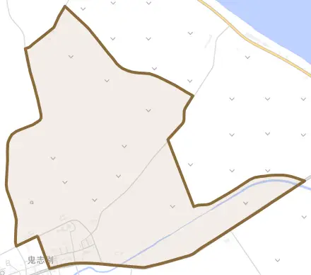 鬼志別北町とその周辺の地図。町の範囲を重ねている