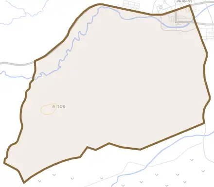 鬼志別南町とその周辺の地図。町の範囲を重ねている