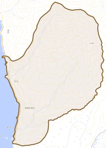瀬棚区島歌とその周辺の地図。町の範囲を重ねている