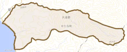 大成区平浜とその周辺の地図。町の範囲を重ねている