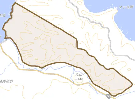 大字日司町とその周辺の地図。町の範囲を重ねている