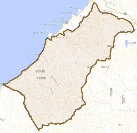 字真鯉とその周辺の地図。町の範囲を重ねている