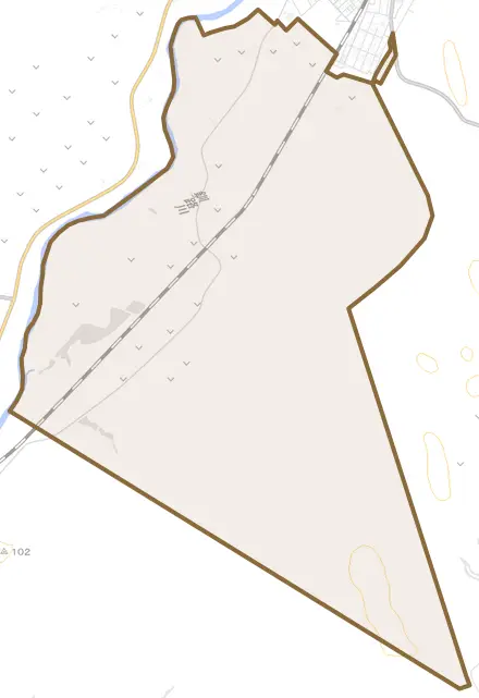 字ルルランとその周辺の地図。町の範囲を重ねている