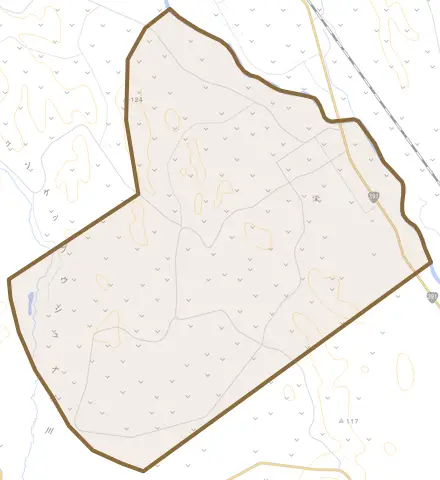 字栄とその周辺の地図。町の範囲を重ねている