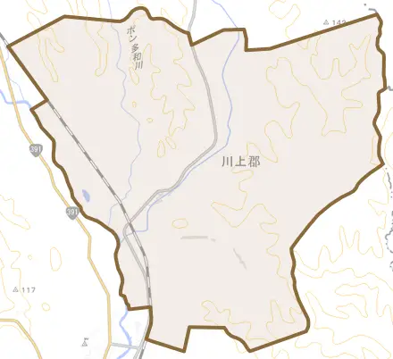 字多和とその周辺の地図。町の範囲を重ねている