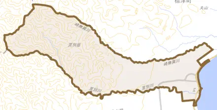 字薫別とその周辺の地図。町の範囲を重ねている