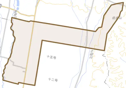 字中士幌とその周辺の地図。町の範囲を重ねている