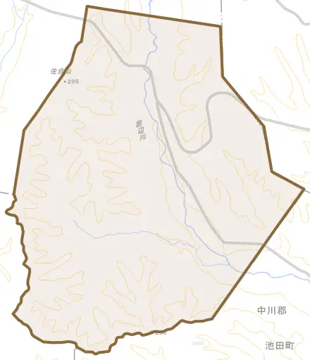 字下居辺とその周辺の地図。町の範囲を重ねている