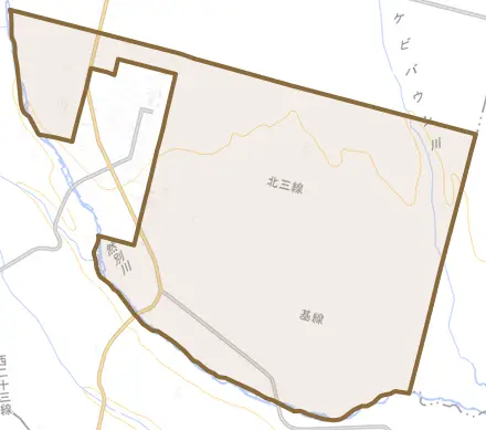 鹿追とその周辺の地図。町の範囲を重ねている