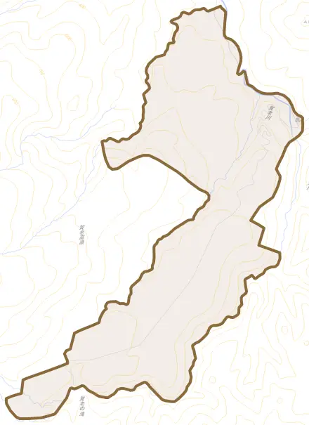 字賀老とその周辺の地図。町の範囲を重ねている
