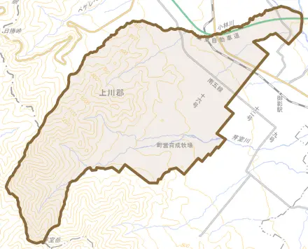 字羽帯とその周辺の地図。町の範囲を重ねている