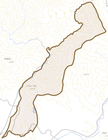 三石福畑とその周辺の地図。町の範囲を重ねている