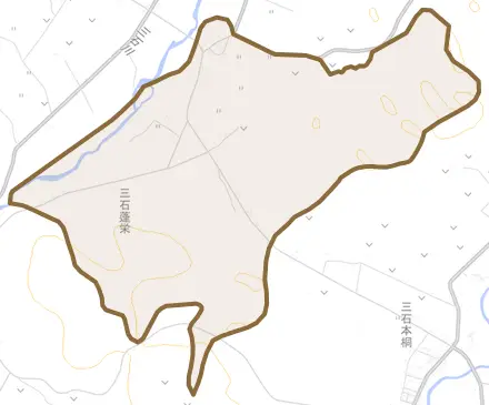 三石蓬栄とその周辺の地図。町の範囲を重ねている