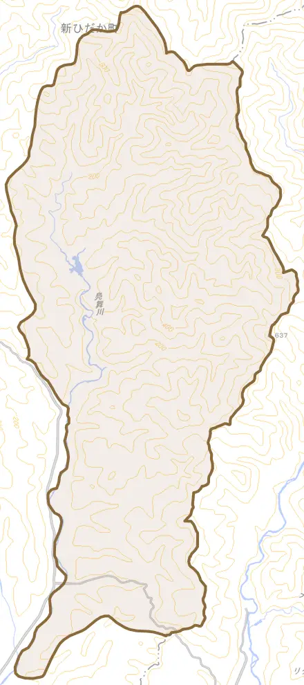 三石清瀬とその周辺の地図。町の範囲を重ねている