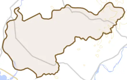 三石美野和とその周辺の地図。町の範囲を重ねている