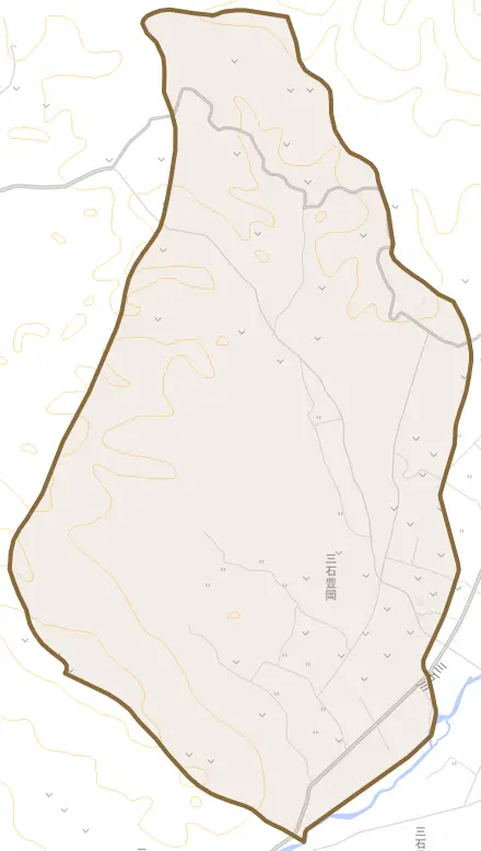 三石豊岡とその周辺の地図。町の範囲を重ねている