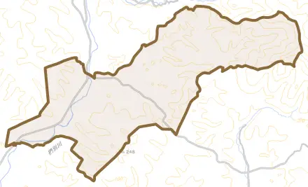 静内川合とその周辺の地図。町の範囲を重ねている