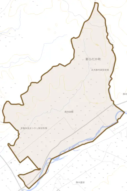 静内御園とその周辺の地図。町の範囲を重ねている