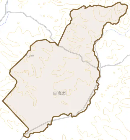 静内東別とその周辺の地図。町の範囲を重ねている