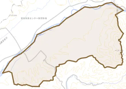 静内豊畑とその周辺の地図。町の範囲を重ねている