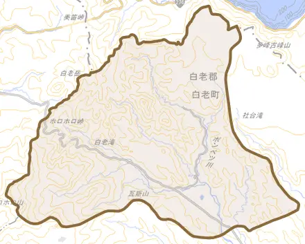字森野とその周辺の地図。町の範囲を重ねている
