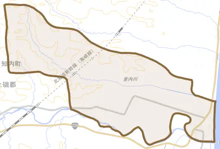 字重内とその周辺の地図。町の範囲を重ねている