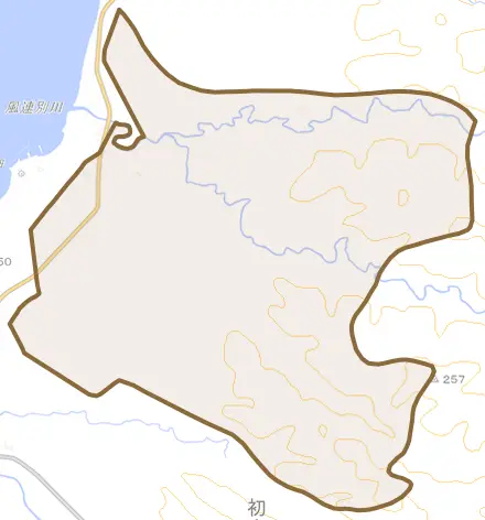 字明里とその周辺の地図。町の範囲を重ねている