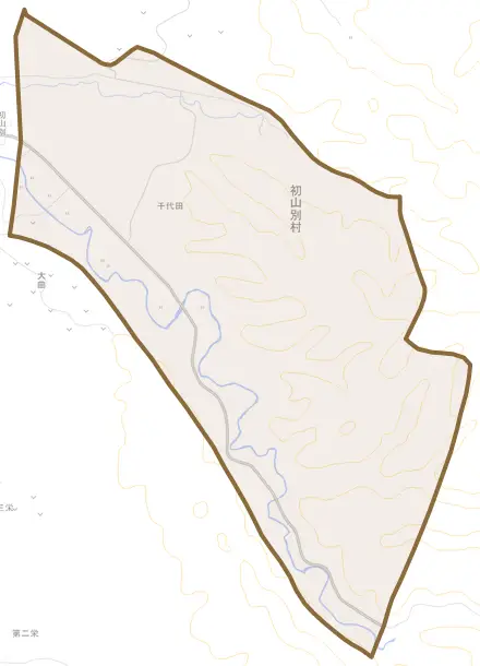 字千代田とその周辺の地図。町の範囲を重ねている