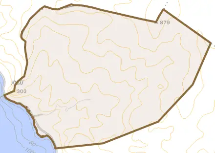 字仲洞爺とその周辺の地図。町の範囲を重ねている